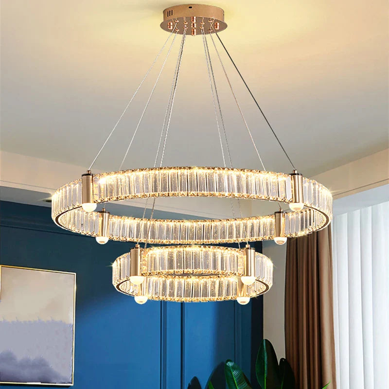 Ronde LED-ring kroonluchter van kristal nordisch postmodern design