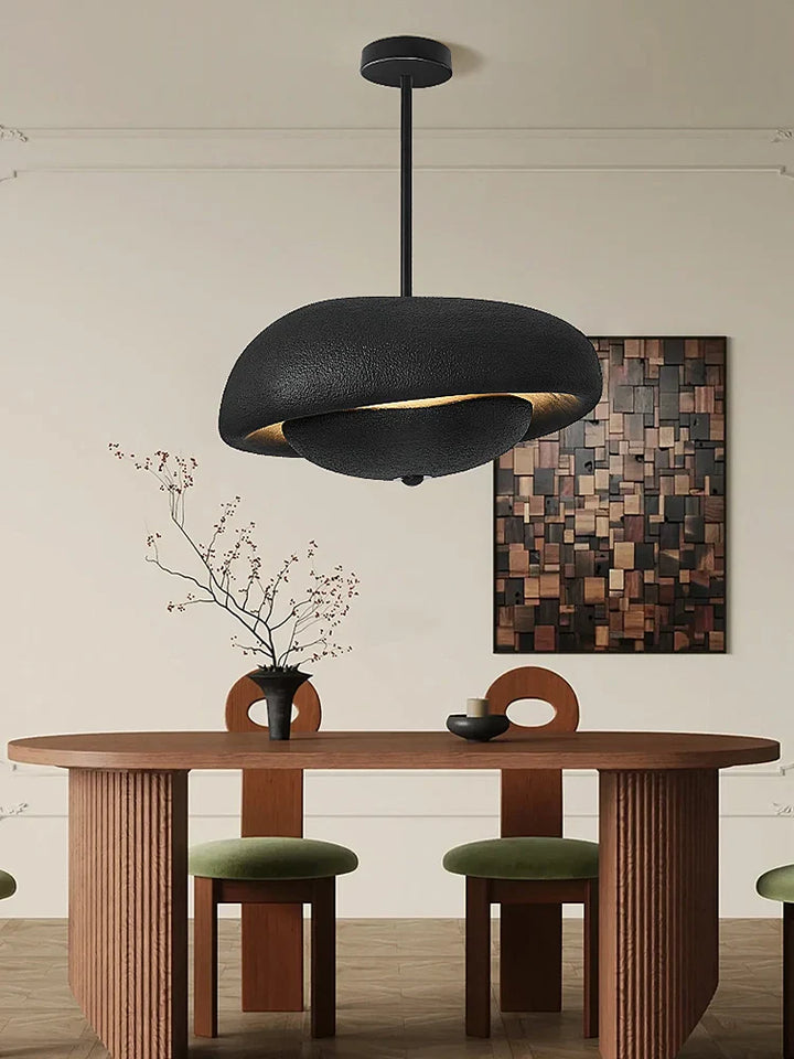 moderne wabi-sabi lampenkap voor bar en ronde tafel