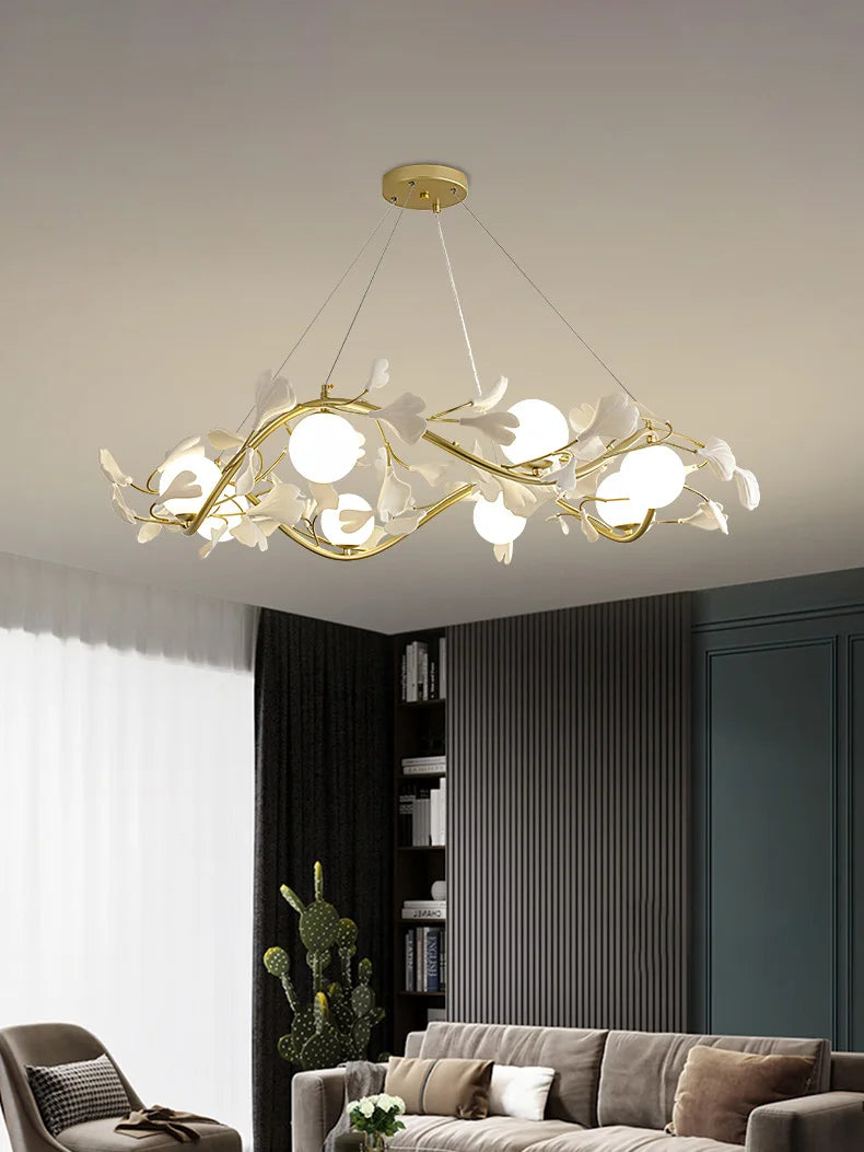 Kroonluchter met ginkgo bladeren en moderne decoratieve LED-verlichting