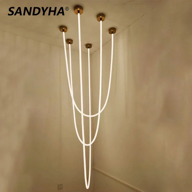 minimalistische sandyha-led-kroonluchter in lijnkunstdesign