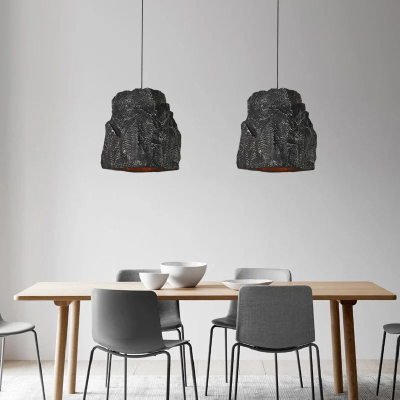 handgemaakte nordische lamp in steenimitatie wabi-sabi stijl