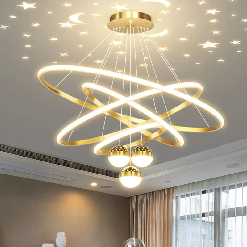 moderne led-kroonluchter met sterrenhemel voor binnenhuisdecoratie