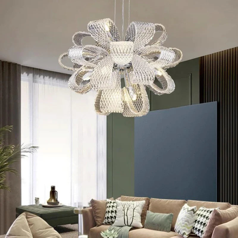 minimalistische glazen designlamp met bloemmotief voor modern interieur