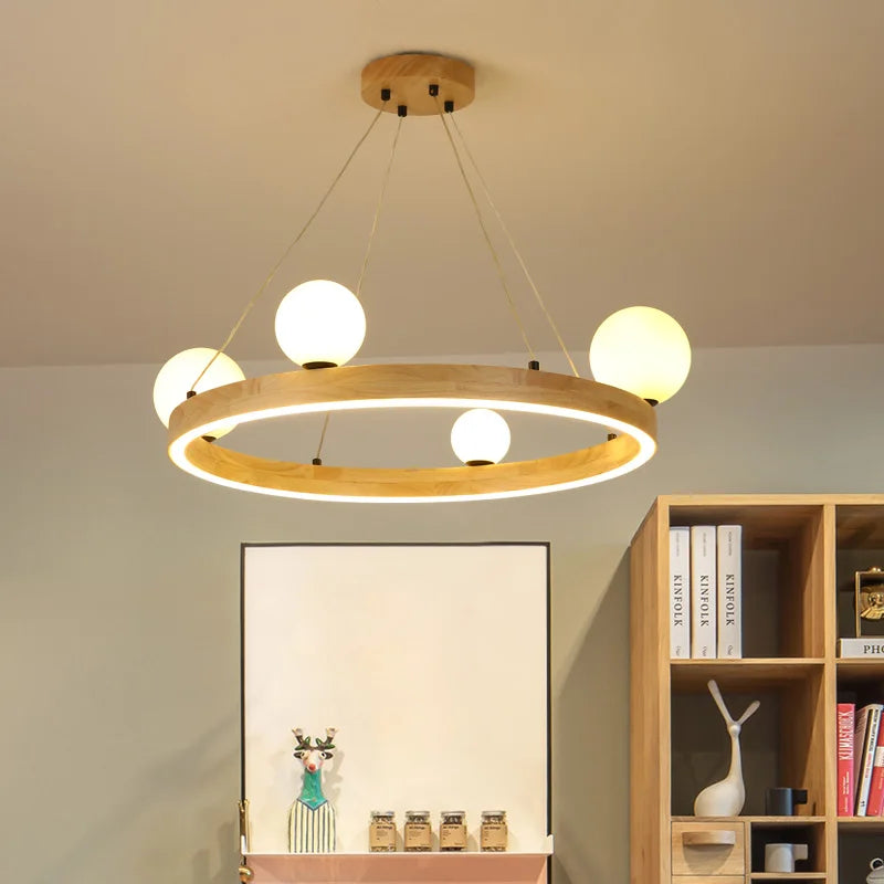 Ronde moderne design houten kroonluchter