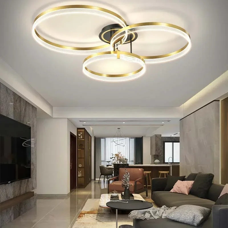 Moderne kroonluchter verlicht elegante ruimte