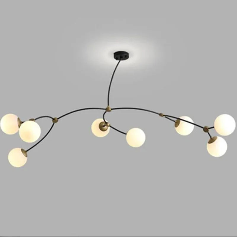 noordse kroonluchter met minimalistische kunst, modern moleculair design, elegant