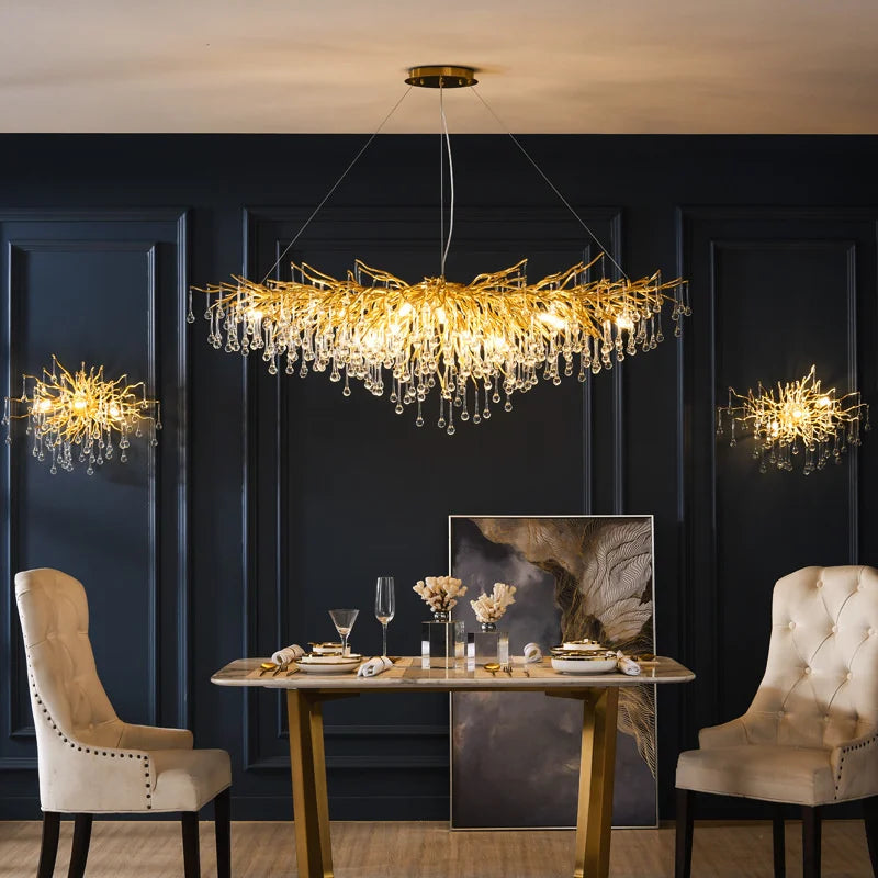 eenvoudige moderne luxe kristallen led kroonluchter voor binnen