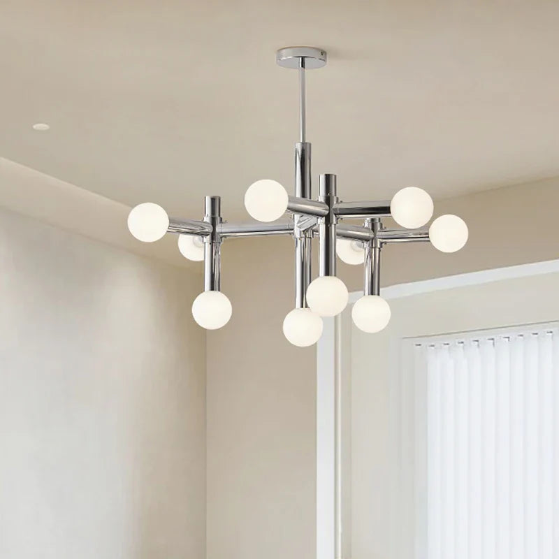 chromen metalen kroonluchter in design art deco stijl