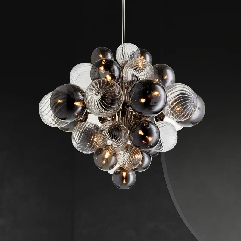 creatieve noordelijke smeedijzeren kroonluchter met glazen bubbels