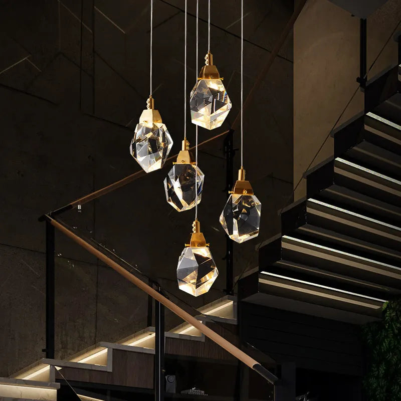 Luxe kristallen kroonluchter villa trapgat eetkamer woonkamer Iceberg verlichting in ling-vorm binnenverlichting LED lampen