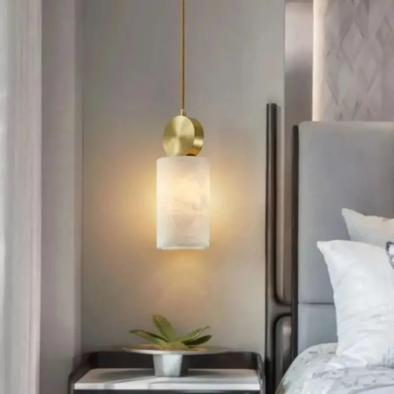 marmeren en koperen kroonluchter, Scandinavische hangdecoratie