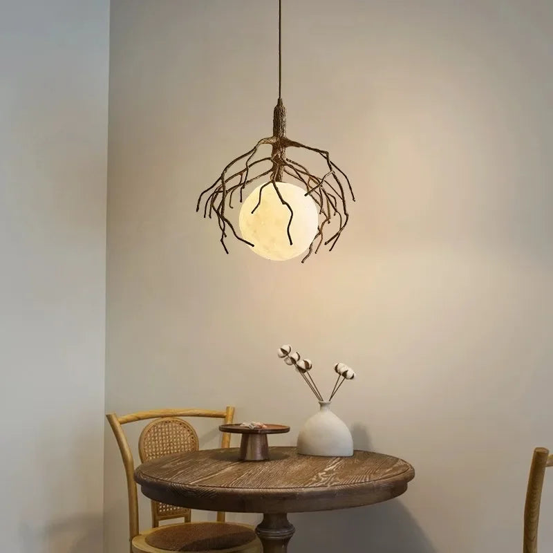 hangende kroonluchter in de vorm van een tak met led, retro decoratie