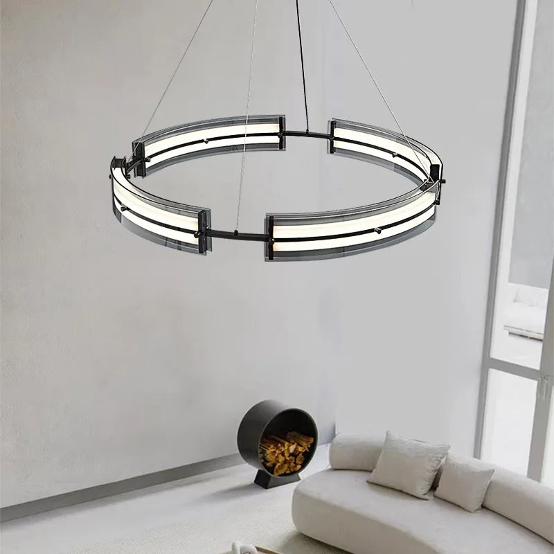 minimalistische Italiaanse zwarte glazen kroonluchter voor moderne decoratie