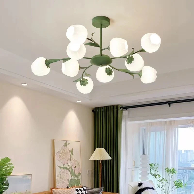 Moderne design kroonluchter met lichtgevende blaadjes