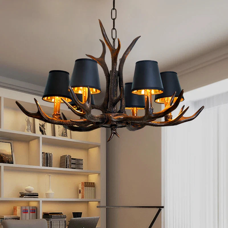 hertenhouten kroonluchter in vintage stijl voor rustiek interieur