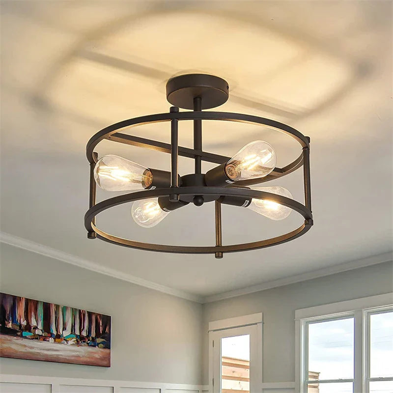 Moderne zwarte metalen hanglamp voor woonkamer