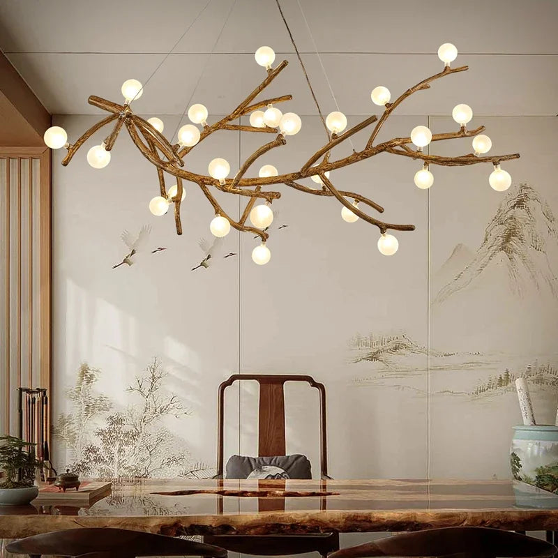 Vintage hars kroonluchter met led boomtakken