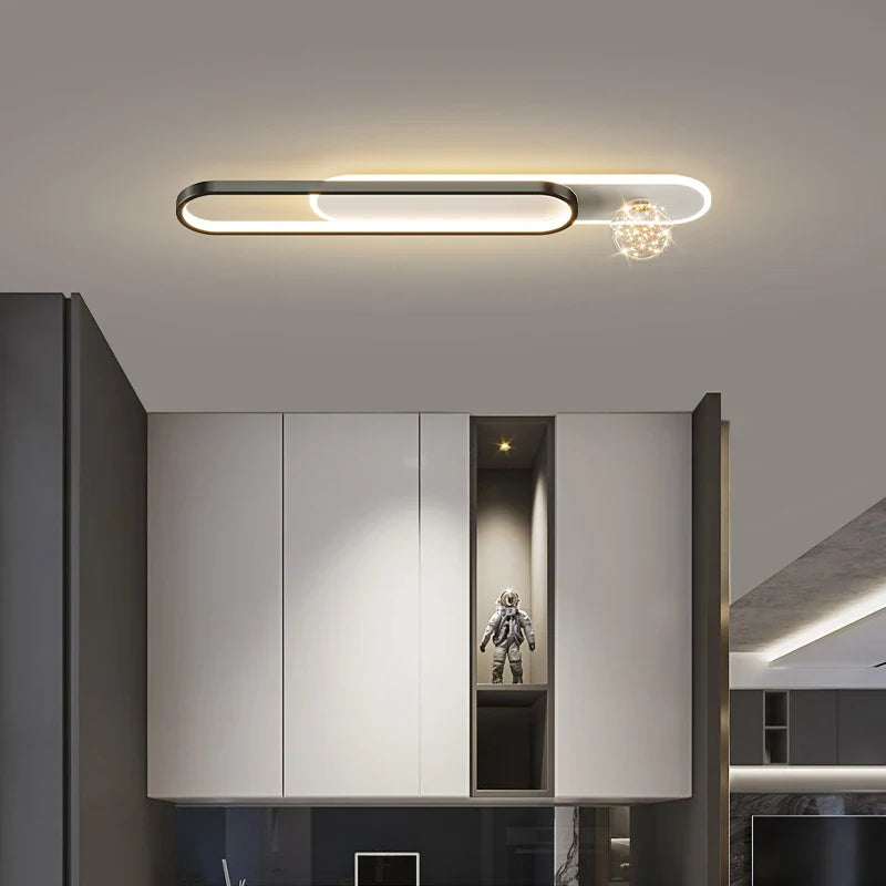 eenvoudige luxe moderne kroonluchter met ingebouwde lange sterrenstrip