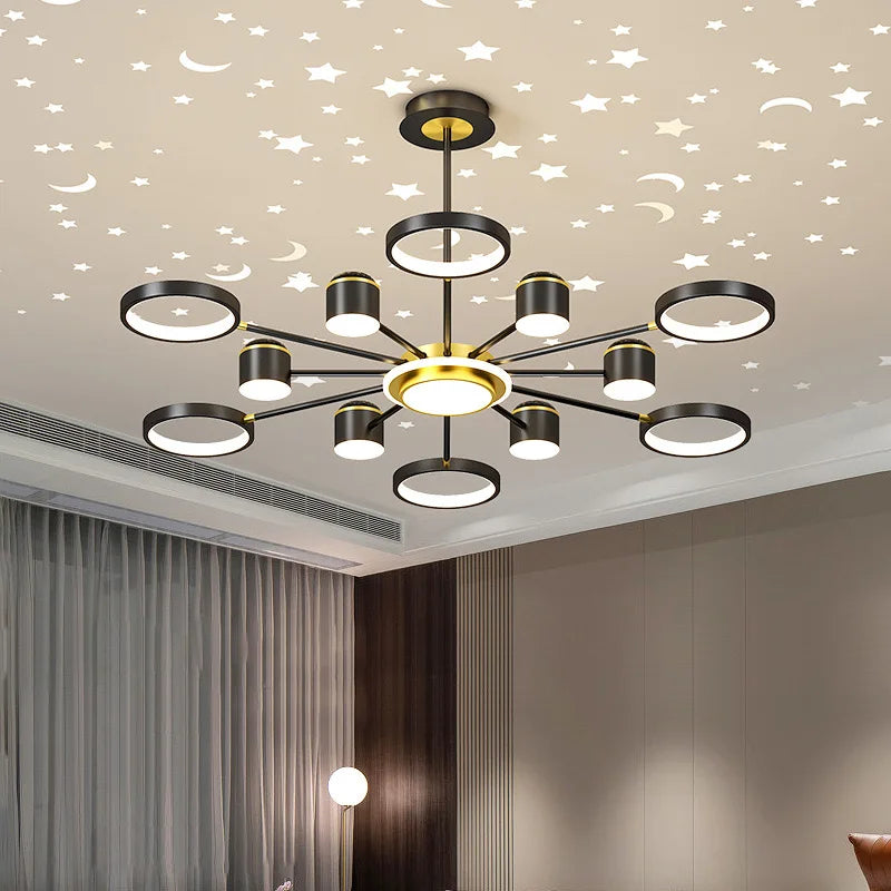 romantische moderne sterren hanglamp met 6 lampen creatief