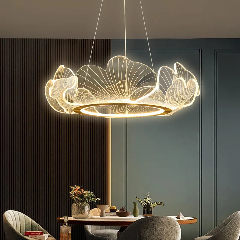 postmoderne luxe verstelbare led kroonluchter met minimalistische lotusblad