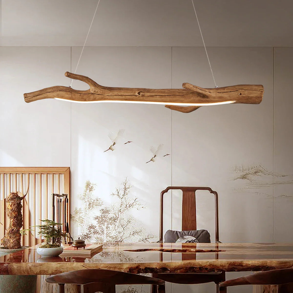 vintage takvormige hanglamp van hars met led voor binnendecoratie
