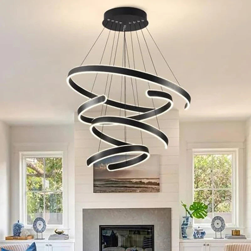 Moderne verlichte kroonluchter met strak design