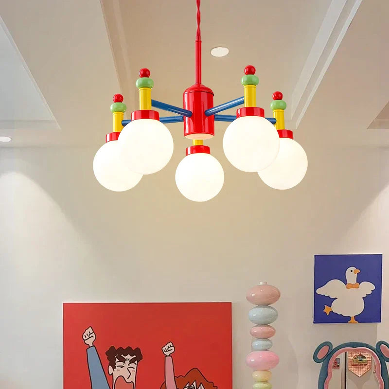 moderne led-kroonluchter voor kinderkamer in middeleeuwse Memphis-stijl