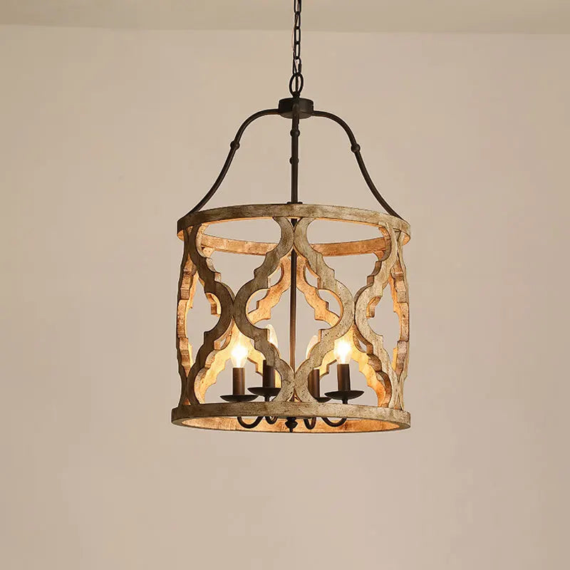 Rustieke houten hanglamp met creatief design
