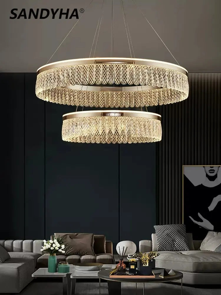 moderne creatieve sandyha luxe kristallen ring kroonluchter