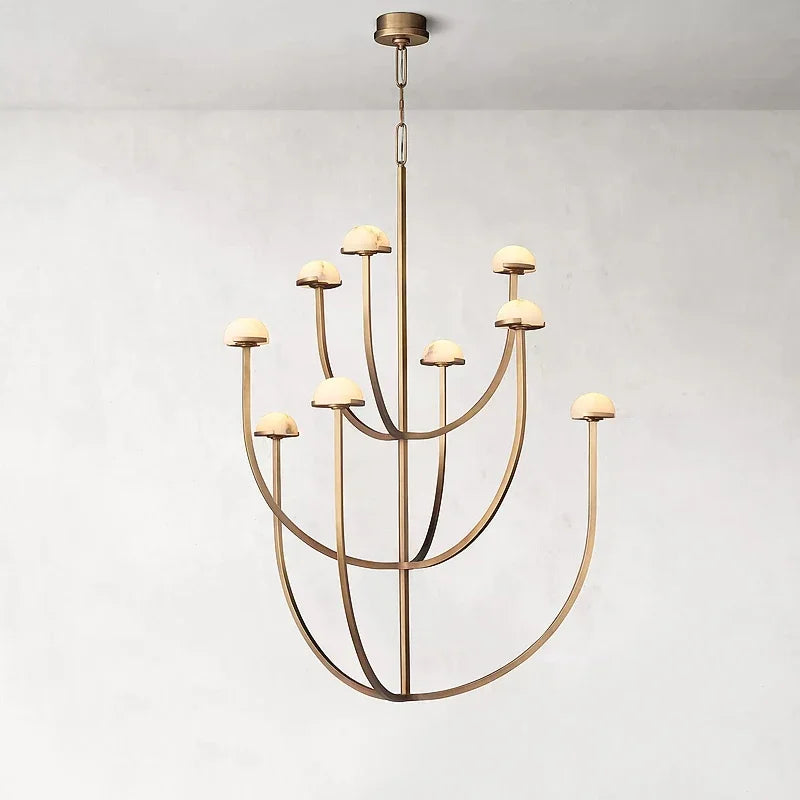 retro designlamp van natuurlijk Spaans marmer in koper en led