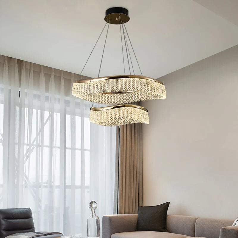 minimalistische led-kroonluchter in noordse stijl van kristal