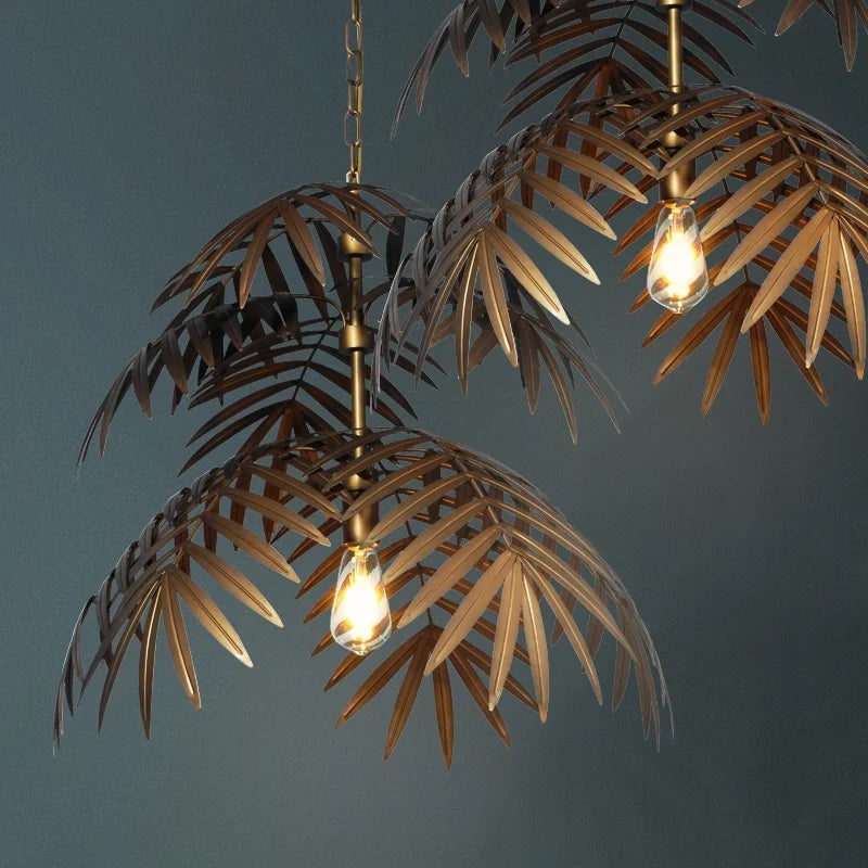 boho-kroonluchter van kokosbladeren voor creatieve binnenhuisdecoratie