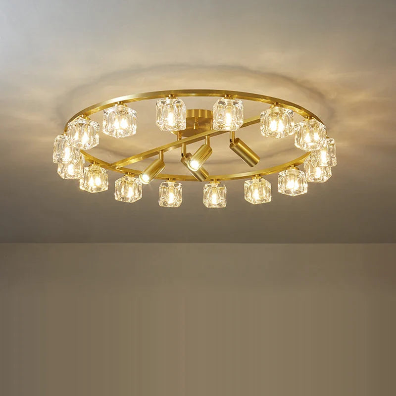 koperen en kristallen hanglamp voor moderne decoratie 2024