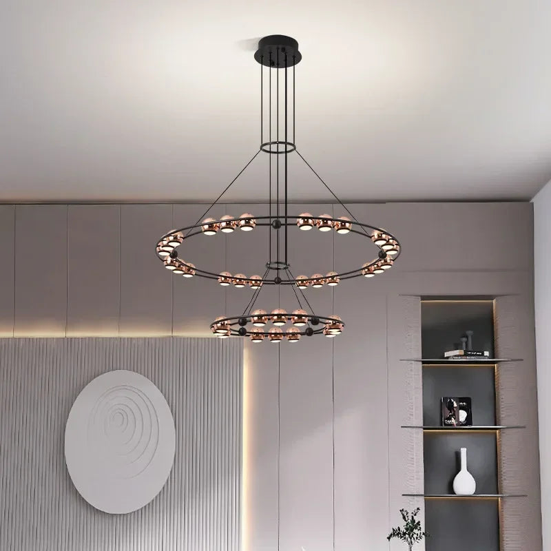 moderne led-kroonluchter in boonvorm voor luxe woonkamer