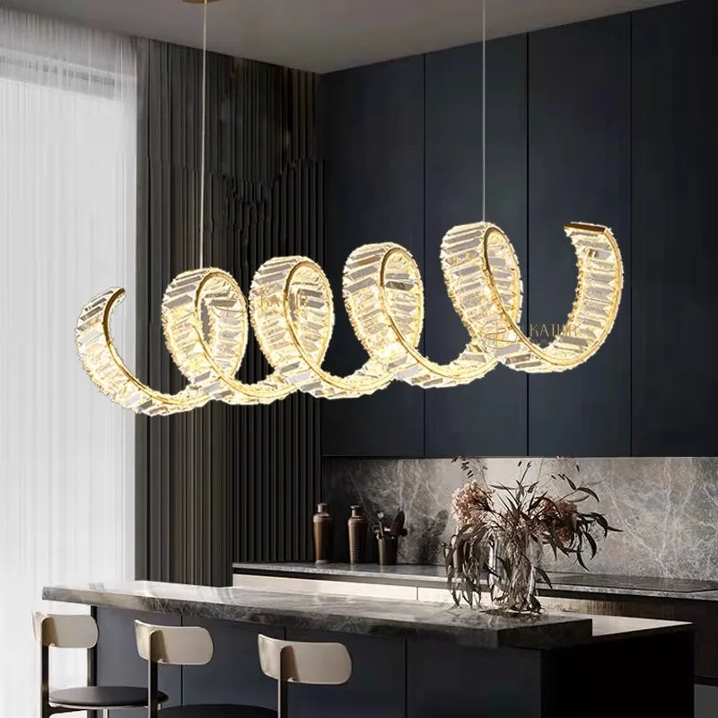Moderne design gouden spiraal led-kroonluchter