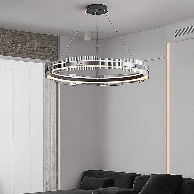 Italiaanse minimalistische luxe glazen kroonluchter met led binnenverlichting