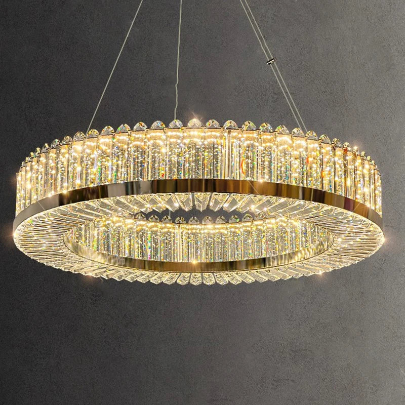 moderne kristallen kroonluchter met luxe hangende led-lampen