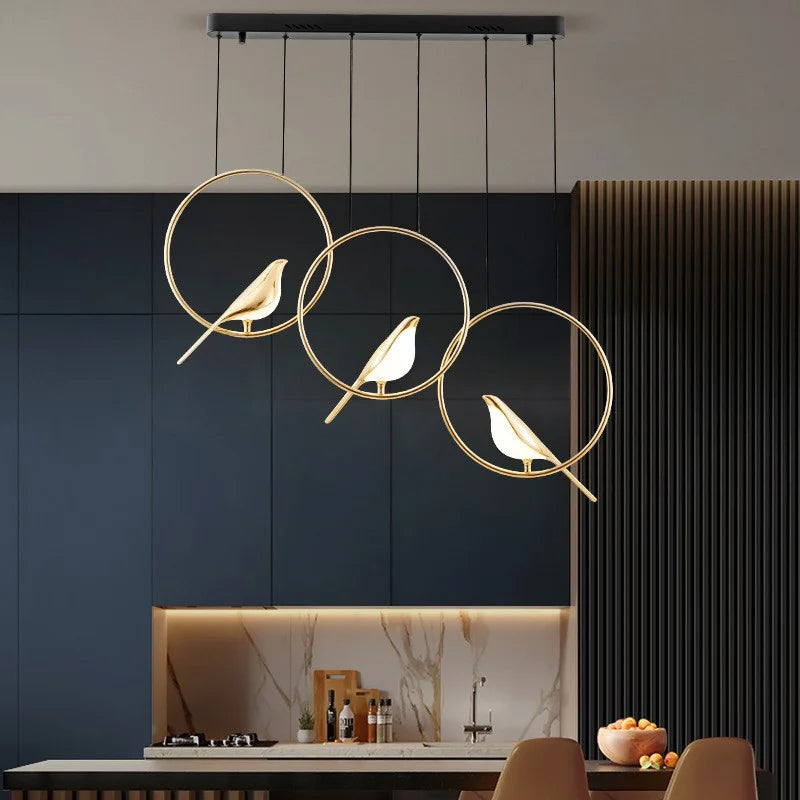 gouden vogel kroonluchter voor interieurdecoratie in Scandinavische stijl