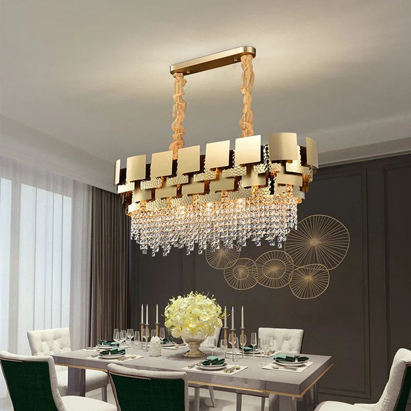 moderne rechthoekige kristallen kroonluchter voor elegant interieur