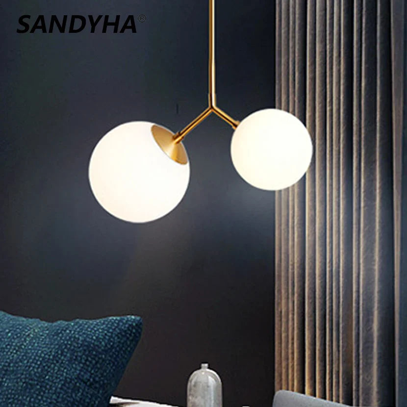 moderne eenvoudige sandyha-kroonluchter met 2 led-bollen