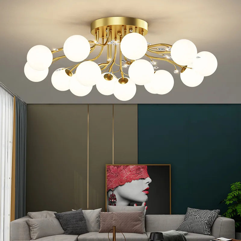 noordse gouden glazen bol kroonluchter, decoratieve binnenlamp