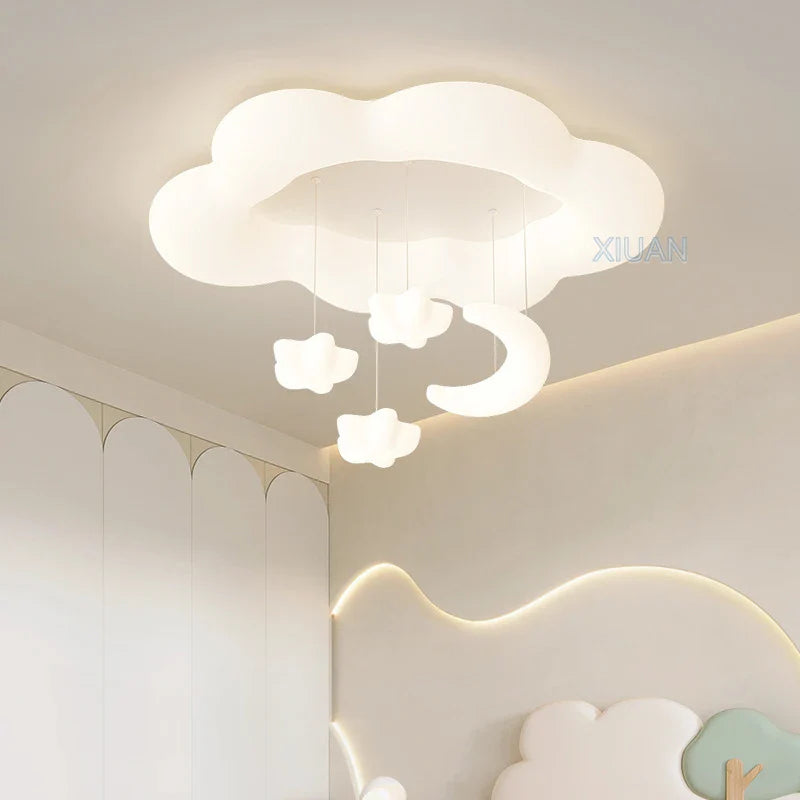 creatieve witte wolk maan ster kroonluchter voor kinderen