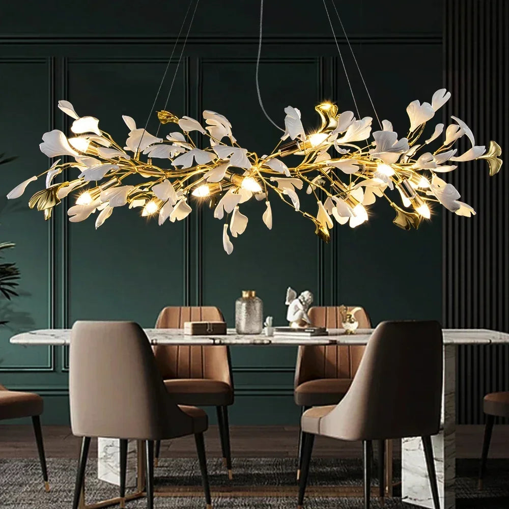 Lichtgevende ginkgo-blad kroonluchter