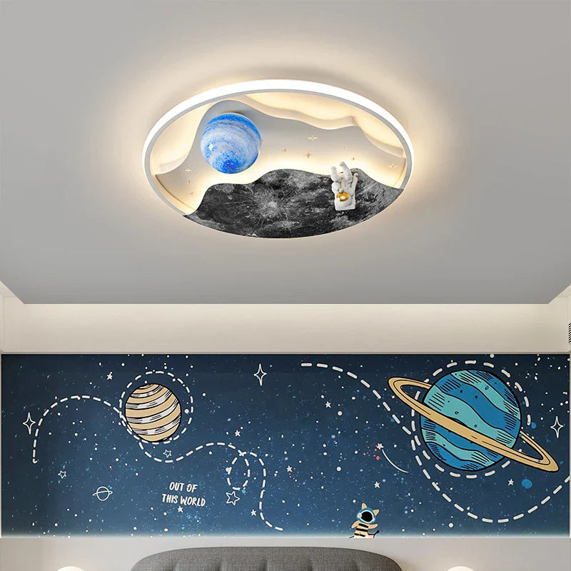 Astronaut hanglamp, verlichte galaxie