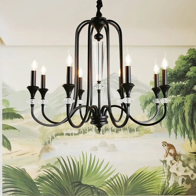 retro kristallen kroonluchter met led-lampen voor luxe woonkamer