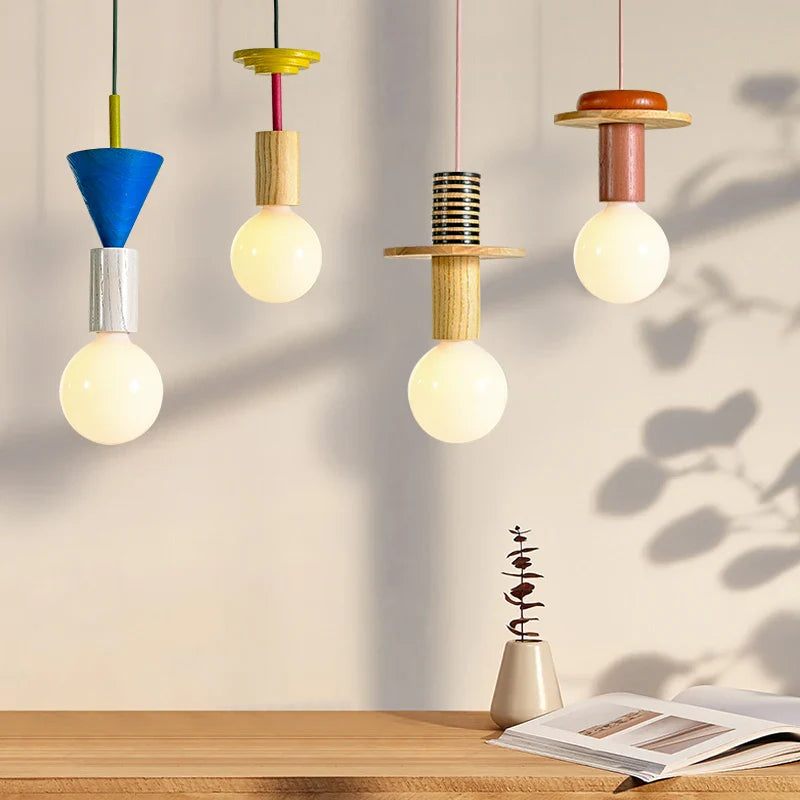 Elegant eigentijds design houten kroonluchter