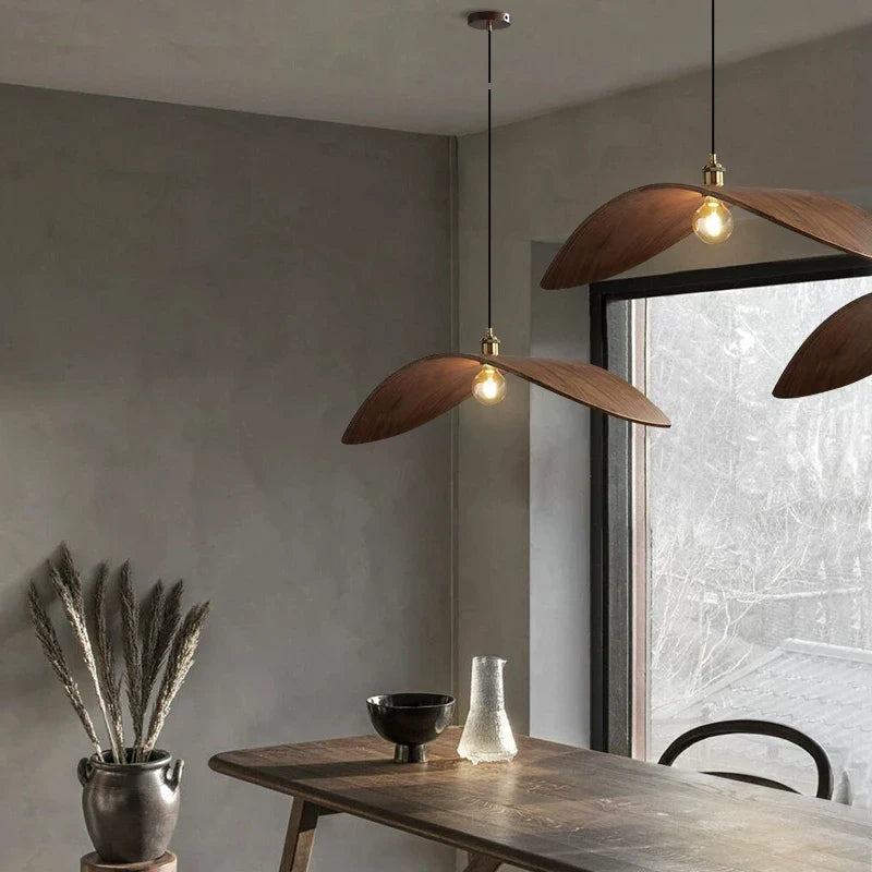 wabi sabi houten kroonluchter met led voor loft en trappen