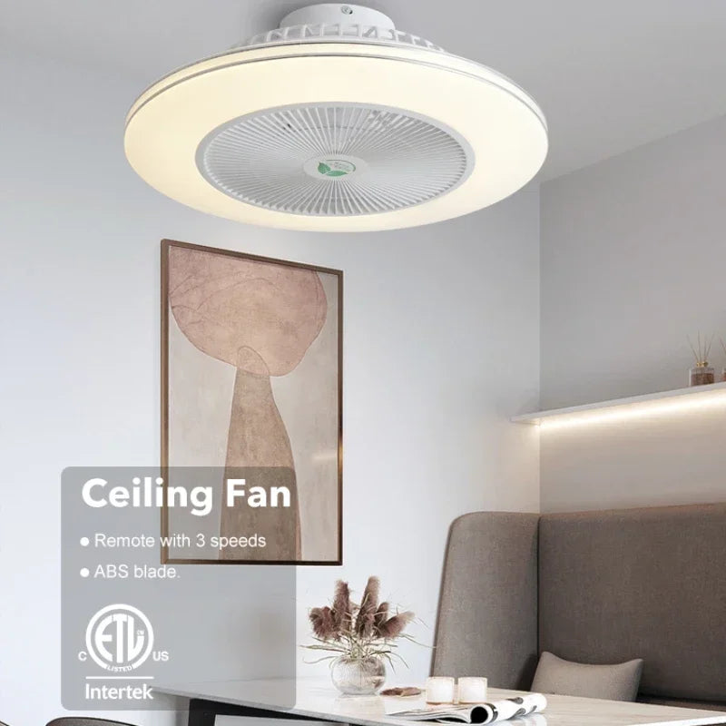 moderne led-plafondventilator met afstandsbediening en kroonluchter