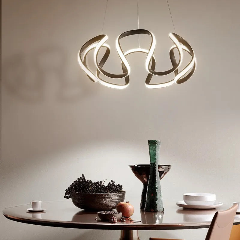 moderne gedraaide noordse led-hanglamp, gepersonaliseerde ins-lamp