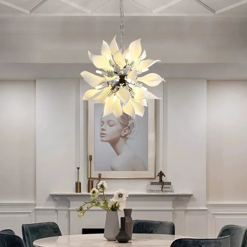 moderne plafondlamp van keramiek met bloembladeren en led-licht